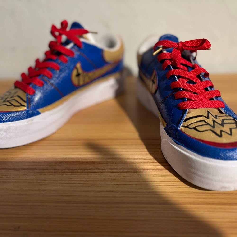 Women’s Nike Court Legacy Custom Painted Wonder Woman Size 8.5